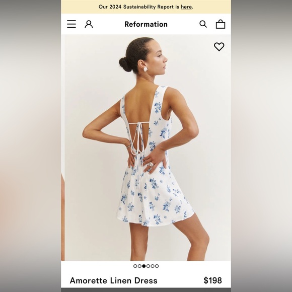 Reformation Linen White and Blue Floral Dress (Fits One Size Large) - Picture 2 of 5